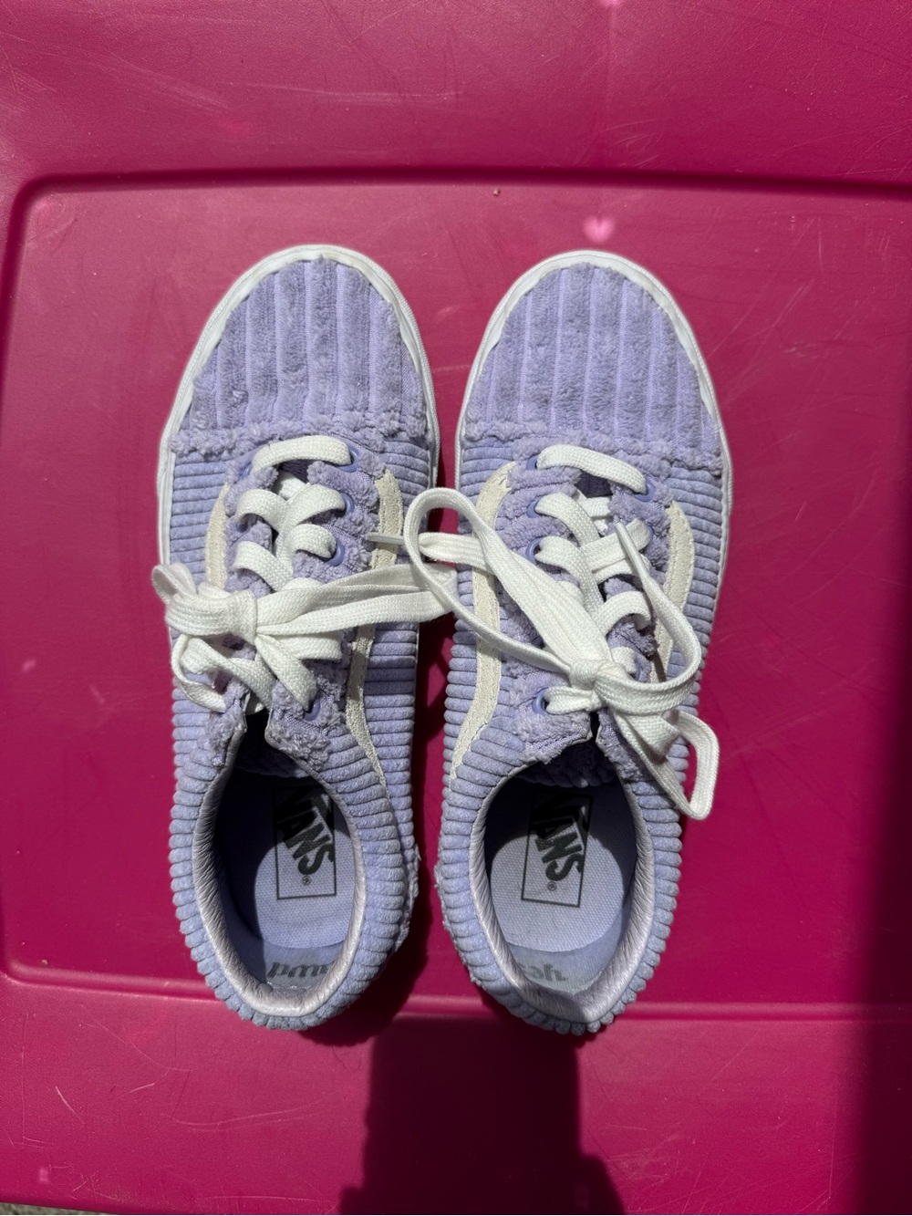 Vans Lilac Corduroy Low-Top Sneakers with White Sidestripe